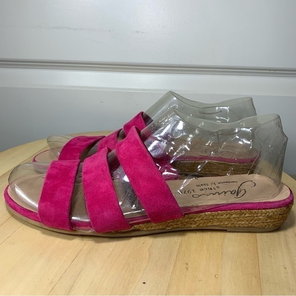 Gaimo Spain Suede Strappy Sandals Pink Low Wedge Slide On Shoes Sz 40/9 US - Picture 4 of 13